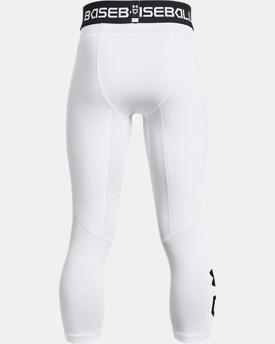 Boys' UA Utility ¾ Slider Leggings, White, pdpMainDesktop image number 1
